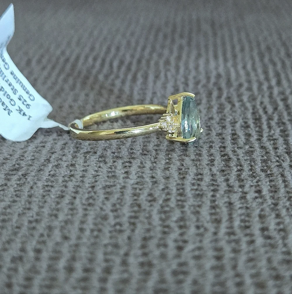 Shivam Green💚 Flourite Teardrop💧 with White Topaz Ring💍 - NWT - Picture 6 of 16